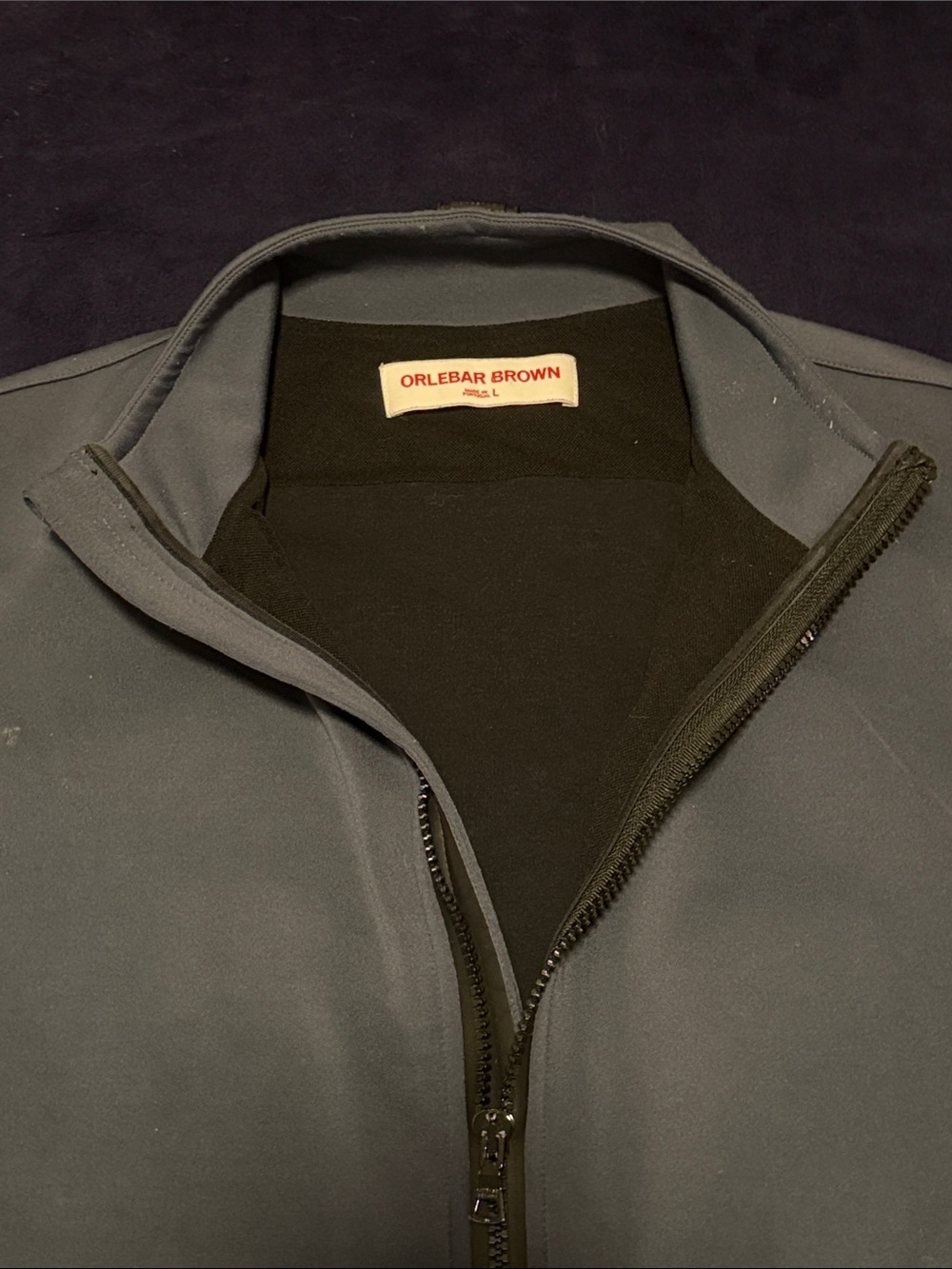 Orlebar brown  Men's Zip Vest in Charcoal Black